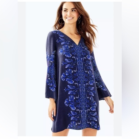 Lilly Pulitzer Harlow Tunic Dress Bright Navy Size S - Picture 1 of 8